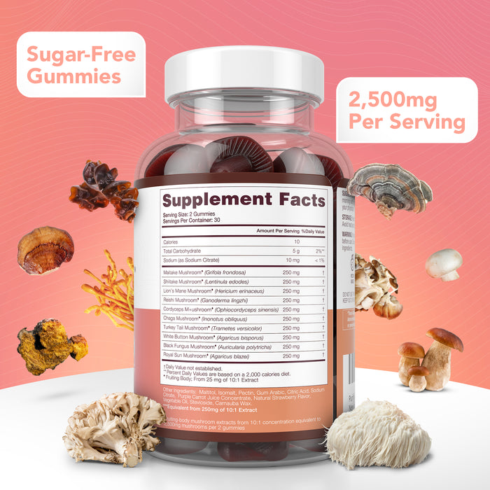 Sugar-Free Mushroom Gummies - 10 Mushroom Complex