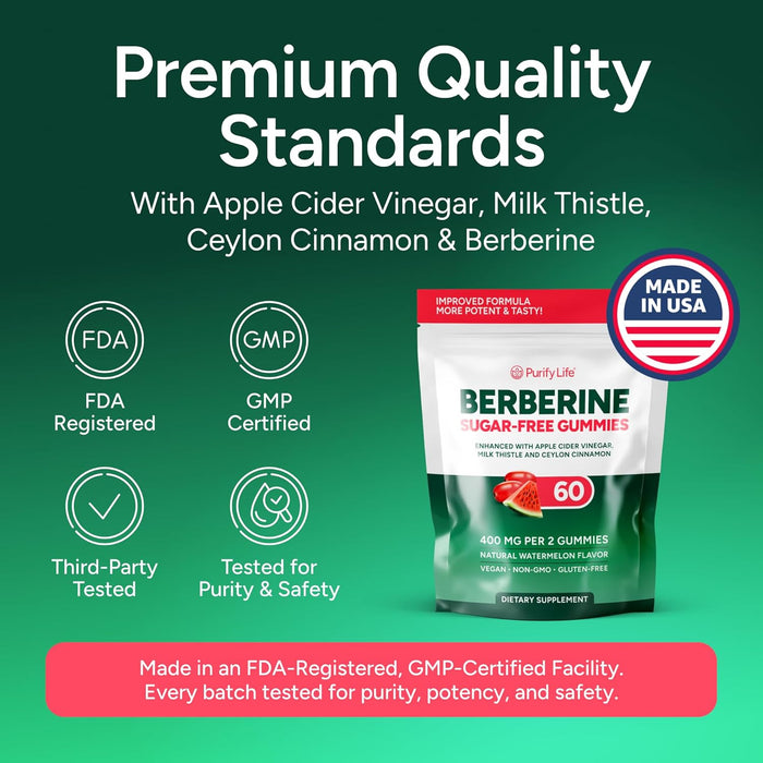 Keto Berberine Gummies (Sugar-Free) with Ceylon Cinnamon, Milk Thistle, ACV