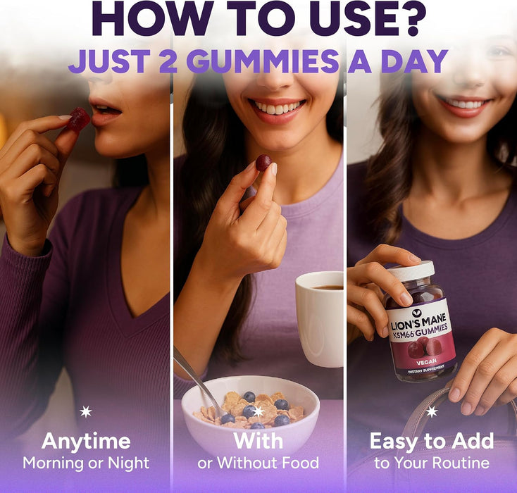 Sugar-Free Lions Mane Gummies for Adults (600mg) Clarity, Focus, Memory & Mood