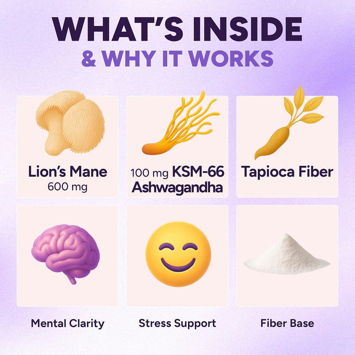 Sugar-Free Lions Mane Gummies for Adults (600mg) Clarity, Focus, Memory & Mood