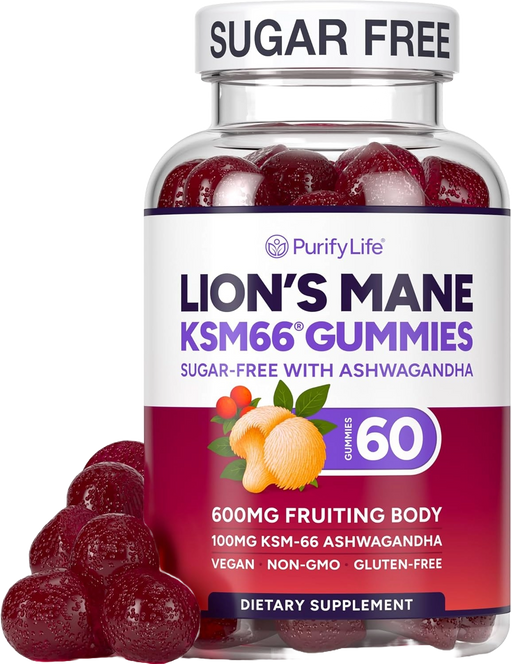 Sugar-Free Lions Mane Gummies for Adults (600mg) Clarity, Focus, Memory & Mood