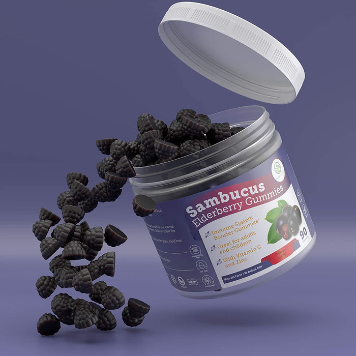 Elderberry Gummies With Zinc & Vitamin C - For Kids and Adults - 90 Gummy Supply