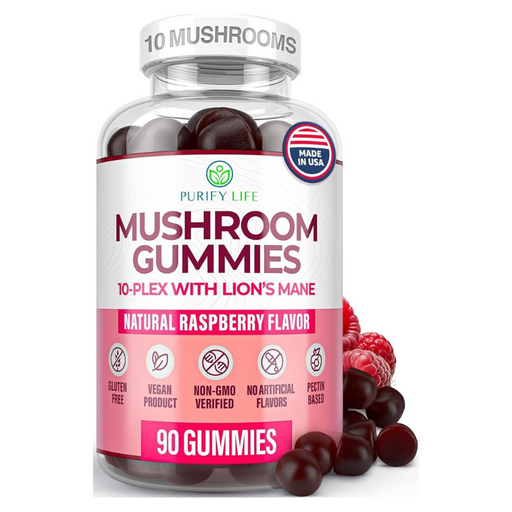 Mushroom Complex Gummies - 10 Mushroom Supplement w Lions Mane Gushrooms (90 Chews 2500mg/serving)