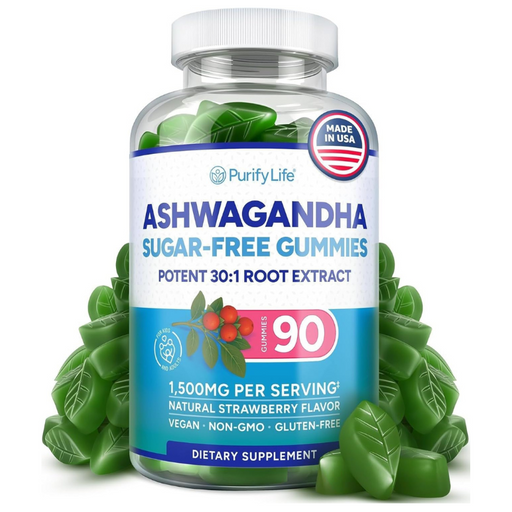 Ashwagandha Gummies for Anxiety & Stress Relief - Vegan Mood Support for Men & Women 90ct