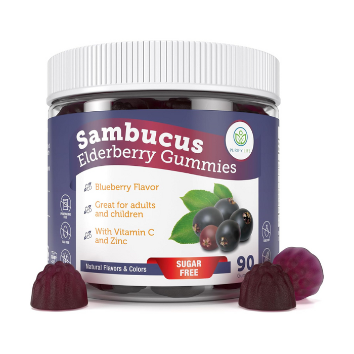 Elderberry Gummies With Zinc & Vitamin C - For Kids and Adults - 90 Gummy Supply