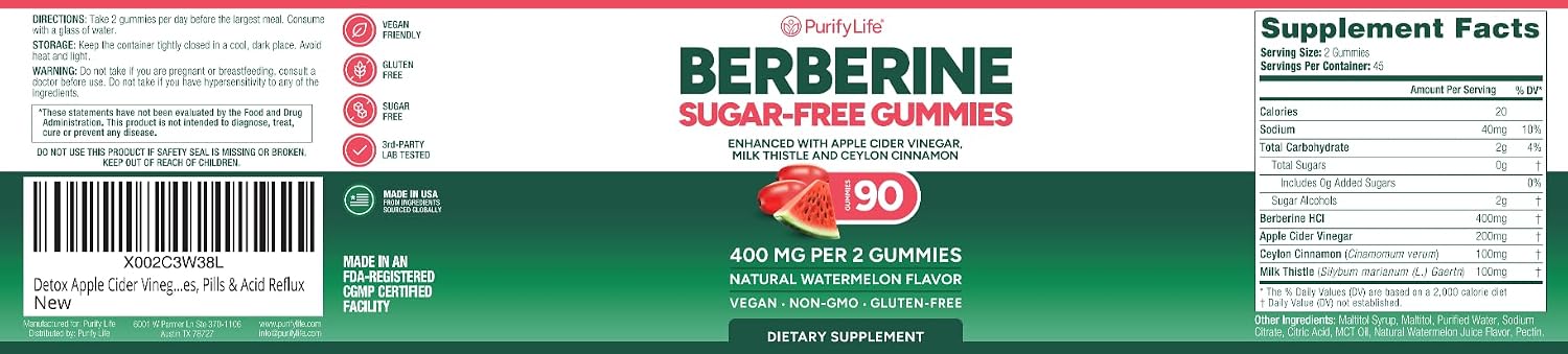 Sugar-Free Berberine Gummies with Apple Cider Vinegar & Ceylon Cinnamon