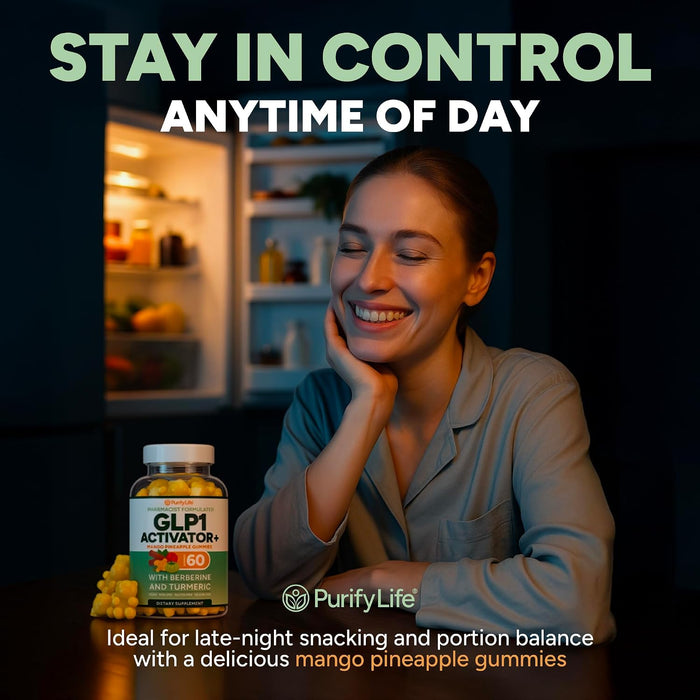 Sugar-Free GLP-1 Support Gummies, Berberine, Cinnamon, Turmeric Supplement