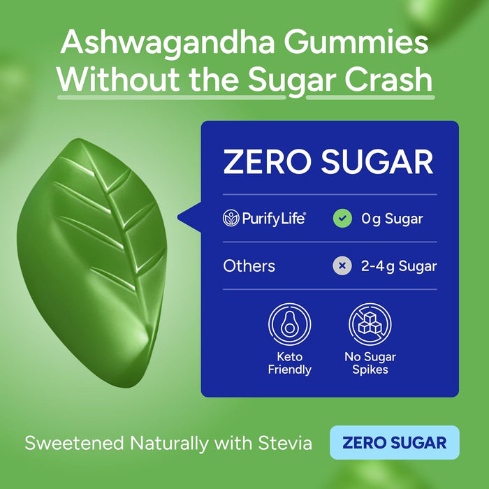 Ashwagandha Gummies for Anxiety & Stress Relief - Vegan Mood Support for Men & Women 90ct