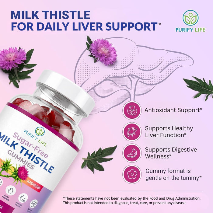 Sugar-Free Milk Thistle Gummies for Liver Cleanse Detox & Repair, Vegan