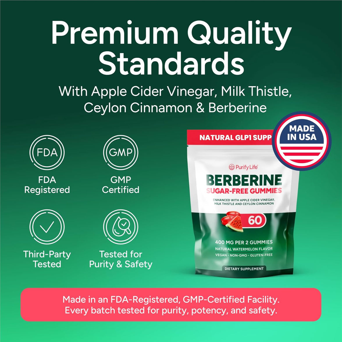 Natural GLP1 Support - Berberine Sugar-Free Gummies