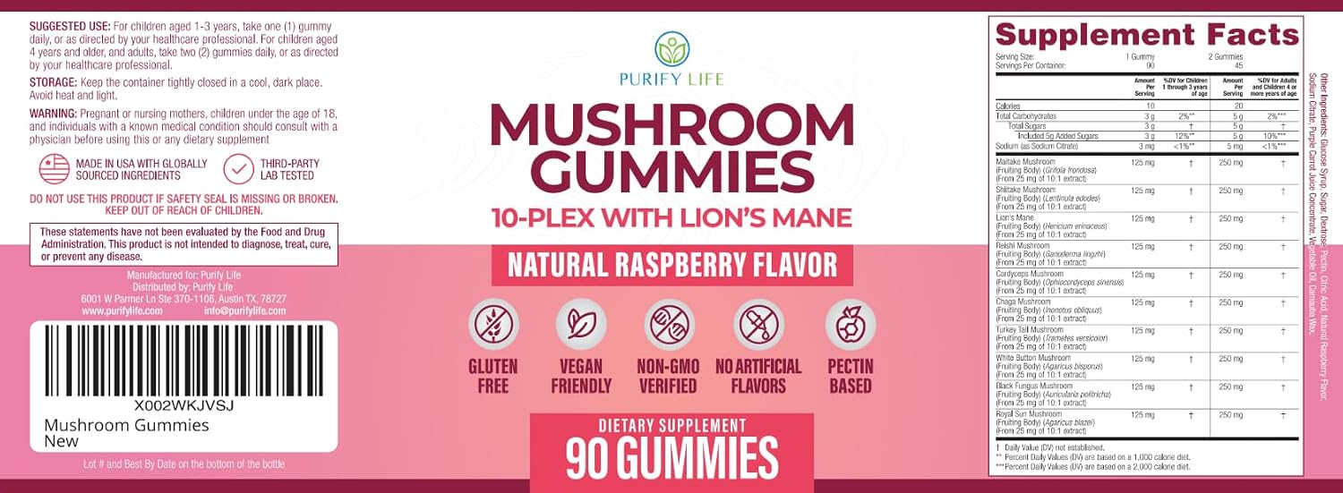 World's First Mushroom Gummies with Lions Mane, Supports Focus & Clarity