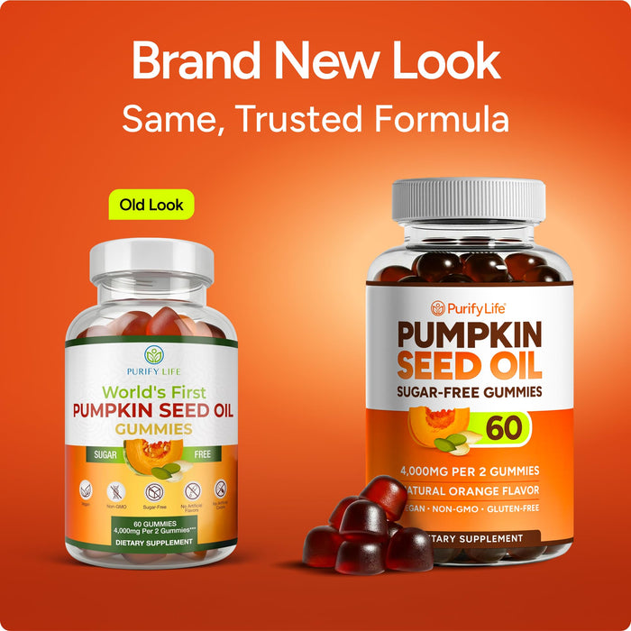 Sugar-Free Pumpkin Seed Oil Gummies Supplement - Hair Skin and Nails, Immune Support, Detox