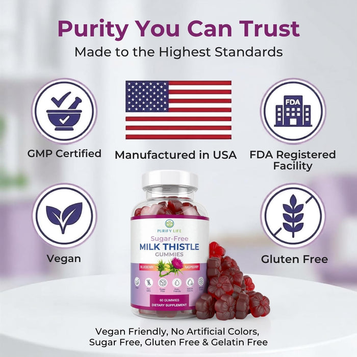 Sugar-Free Milk Thistle Gummies for Liver Cleanse Detox & Repair, Vegan