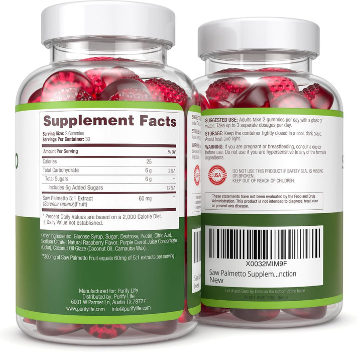 Saw Palmetto Gummies for Men & Women to Support Healthy Hair Growth, 60ct