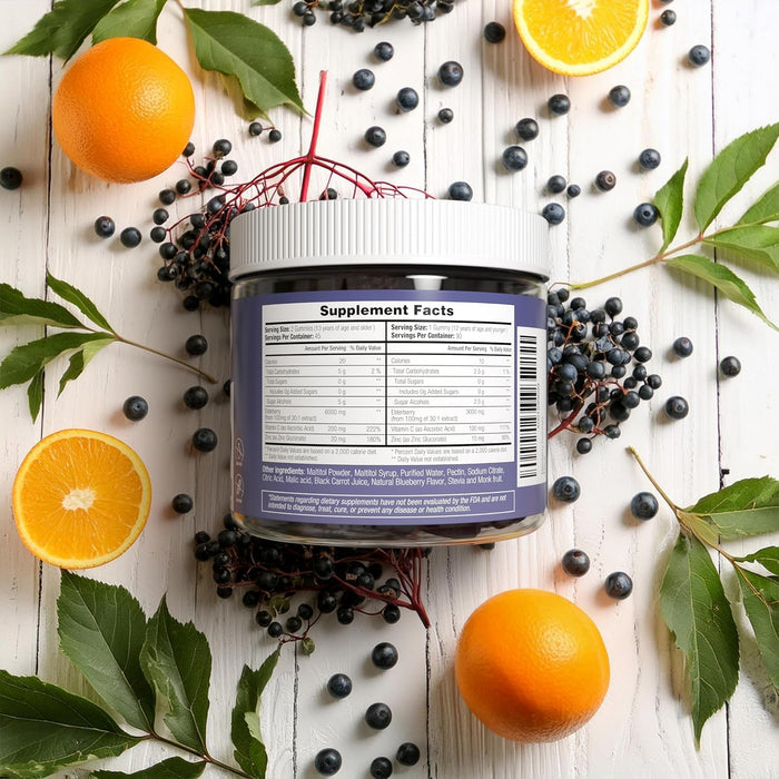 Sugar-Free Elderberry Gummies with Vitamin C & Zinc for Adults & Kids, 90ct