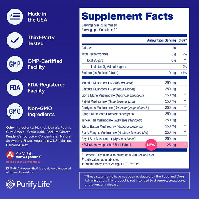 Sugar-Free Mushroom Gummies - 10 Mushroom Complex