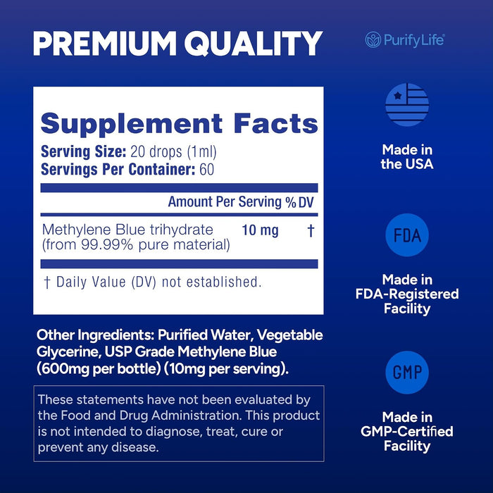 Methylene Blue Drops 1% Solution (USP Grade 99.99% Pure)