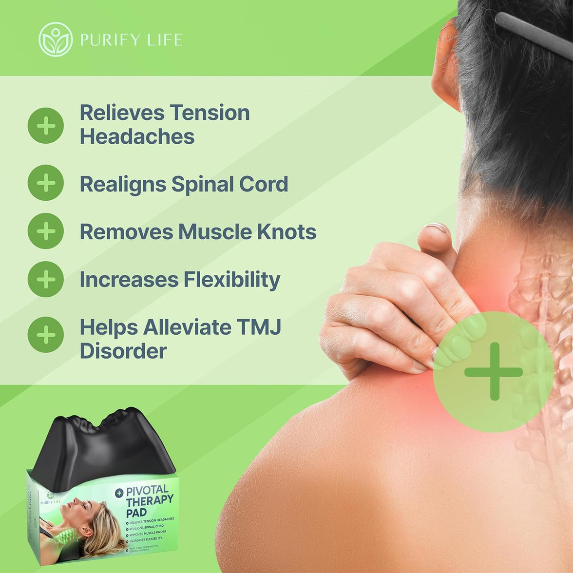 Occipital Release Tool for Pivotal Therapy - Cervical Traction Neck Pillow - Lumbar Dysfunction, TMJ, Neck or Shoulder Pain Relief