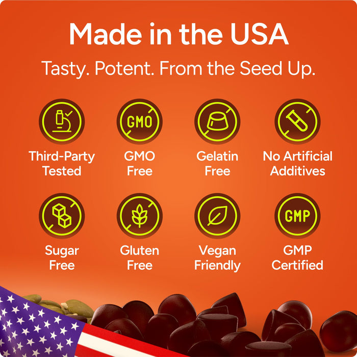 Sugar-Free Pumpkin Seed Oil Gummies Supplement - Hair Skin and Nails, Immune Support, Detox