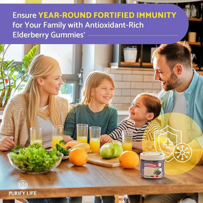 Sugar-Free Elderberry Gummies with Vitamin C & Zinc for Adults & Kids, 90ct