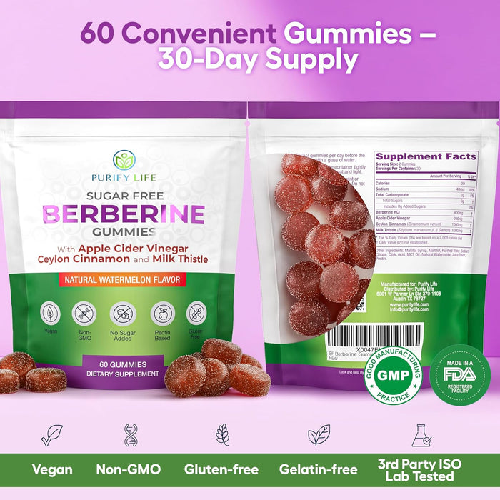 Keto Berberine Complex Gummies (Sugar-Free) with Ceylon Cinnamon, Milk Thistle, ACV [AMPK Metabolic Activator] Berberine Supplement for Metabolism, Energy, Gut Health, Fasting & Body Mass Control