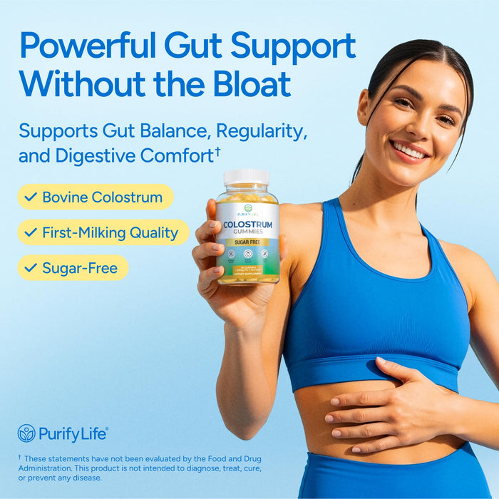 Sugar-Free Colostrum Gummies (1500mg) Bovine Colostrum for Gut and Skin Health, Immune Support
