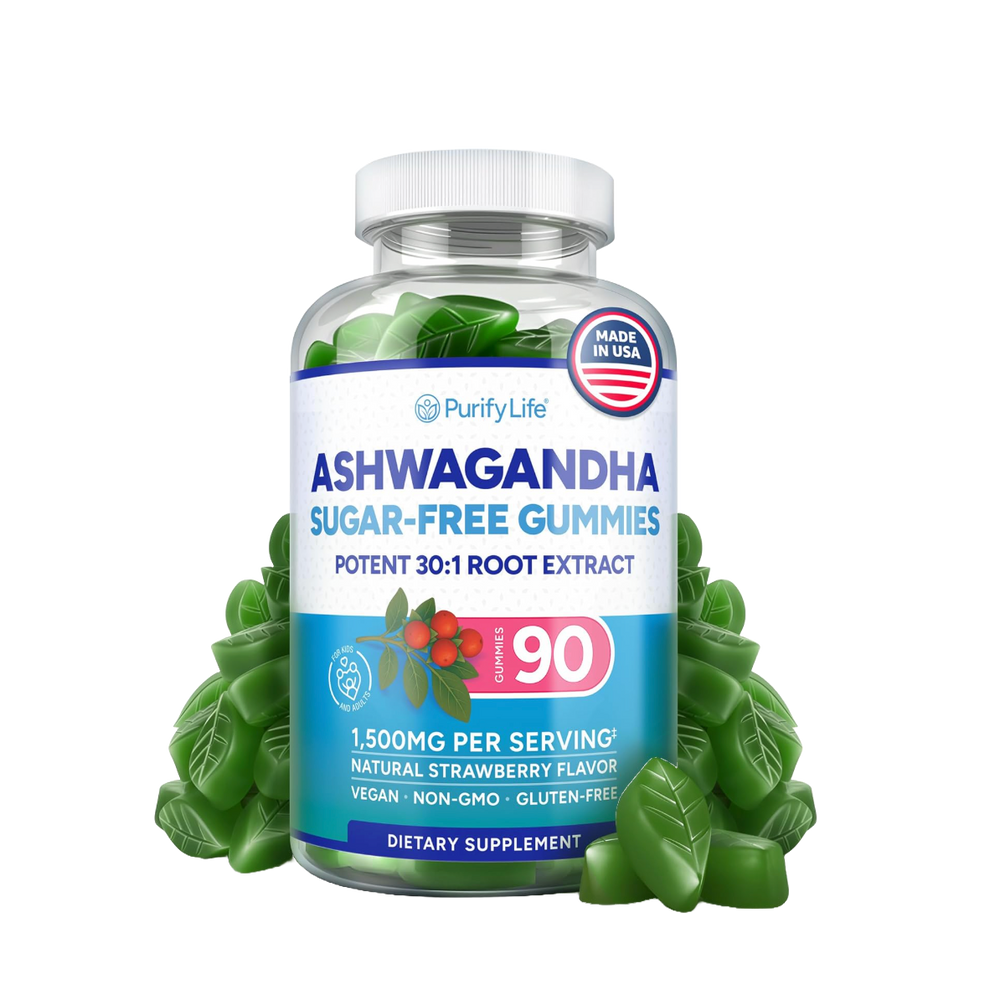 Ashwagandha Gummies for Anxiety & Stress Relief - Vegan Mood Support for Men & Women 90ct
