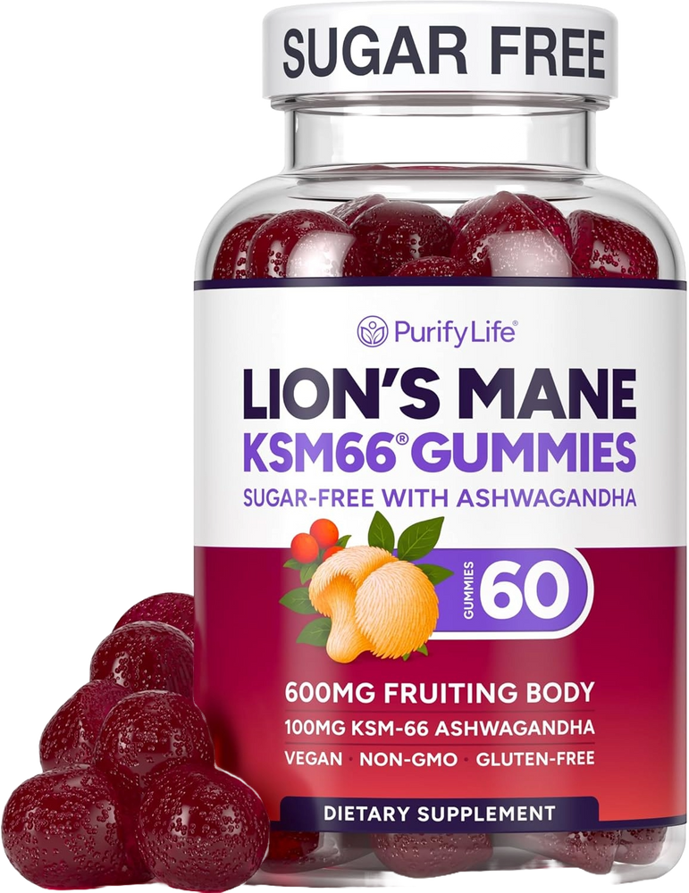 Sugar-Free Lions Mane Gummies for Adults (600mg) Clarity, Focus, Memory & Mood