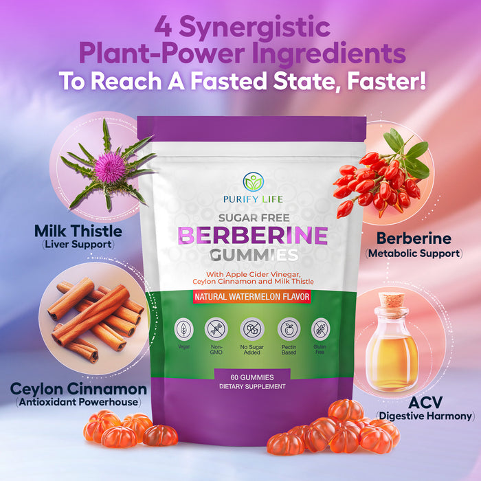 Keto Berberine Complex Gummies (Sugar-Free) with Ceylon Cinnamon, Milk Thistle, ACV [AMPK Metabolic Activator] Berberine Supplement for Metabolism, Energy, Gut Health, Fasting & Body Mass Control