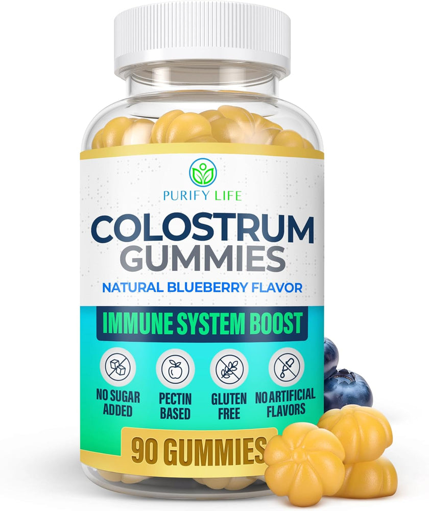 Sugar-Free Colostrum Gummies (1500mg) Bovine Colostrum for Gut and Skin Health, Immune Support