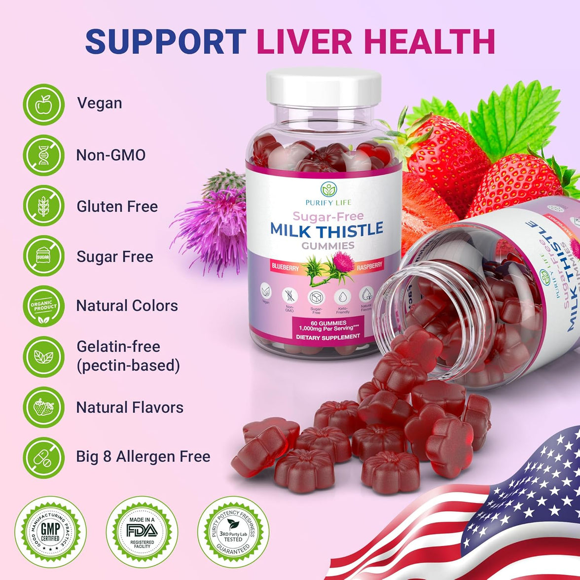 Sugar Free Milk Thistle Gummies for Liver Function, Detox & Cleanse, Hangover Relief