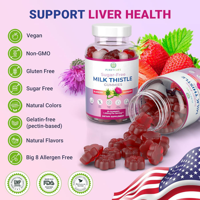 Sugar Free Milk Thistle Gummies for Liver Function, Detox & Cleanse, Hangover Relief