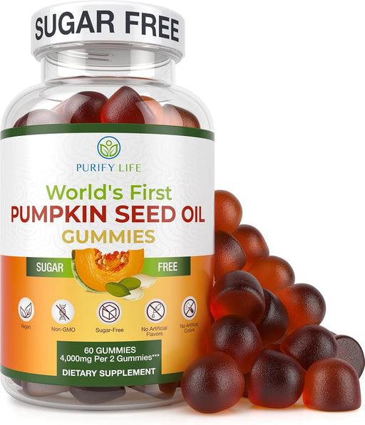 Sugar-Free Pumpkin Seed Oil Gummies Supplement - Hair Skin and Nails, Immune Support, Detox