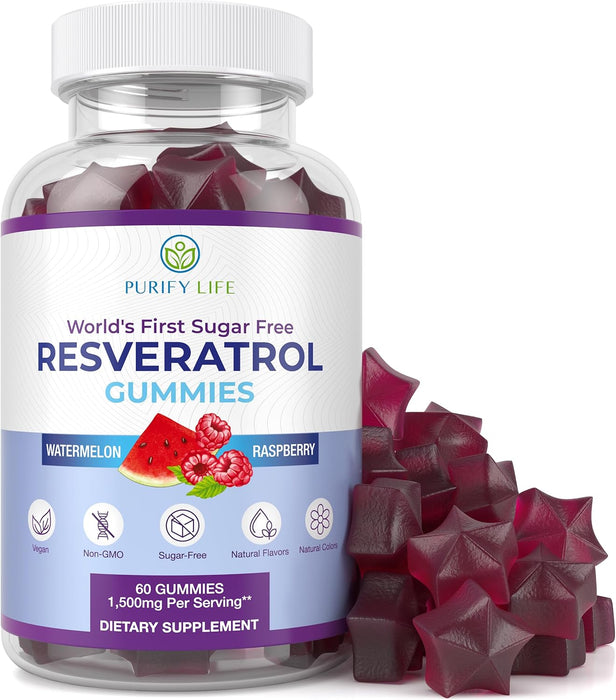 Sugar Free Resveratrol Gummies 1,500mg/Serving - Anti-Aging Chews