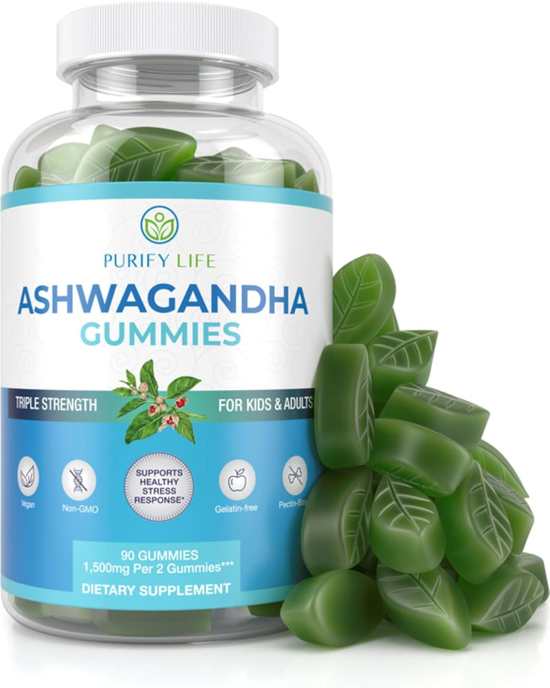 Ashwagandha Gummies for Anxiety & Stress Relief - Vegan Mood Support for Men & Women 90ct