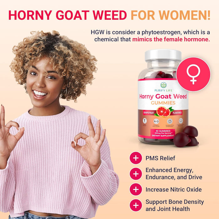 Horny Goat Weed For Men and Women - Vegan Nitric Oxide Booster for Blood Flow & Stamina