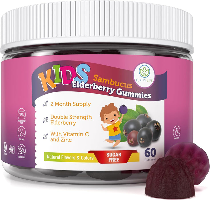 Kids Elderberry Gummies With Zinc and Vitamin C - Premium Immune Support Chewable Gummy for Kids Age 2-13