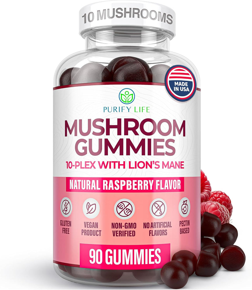 Mushroom Complex Gummies - 10 Mushroom Supplement w Lions Mane Gushrooms (90 Chews 2500mg/serving)