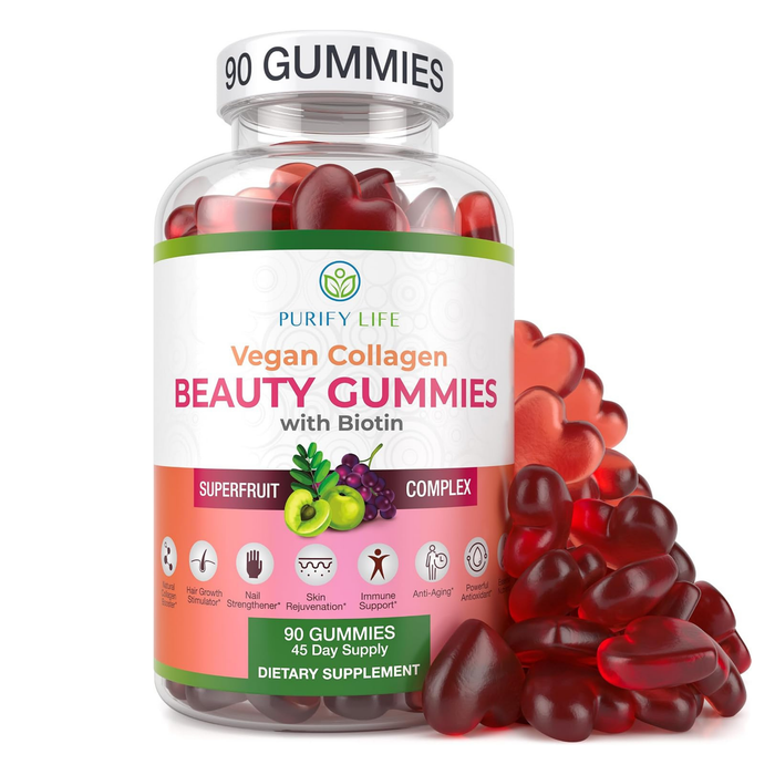 Vegan Collagen Booster Gummies with Biotin, Support Hair, Skin, Nail Health