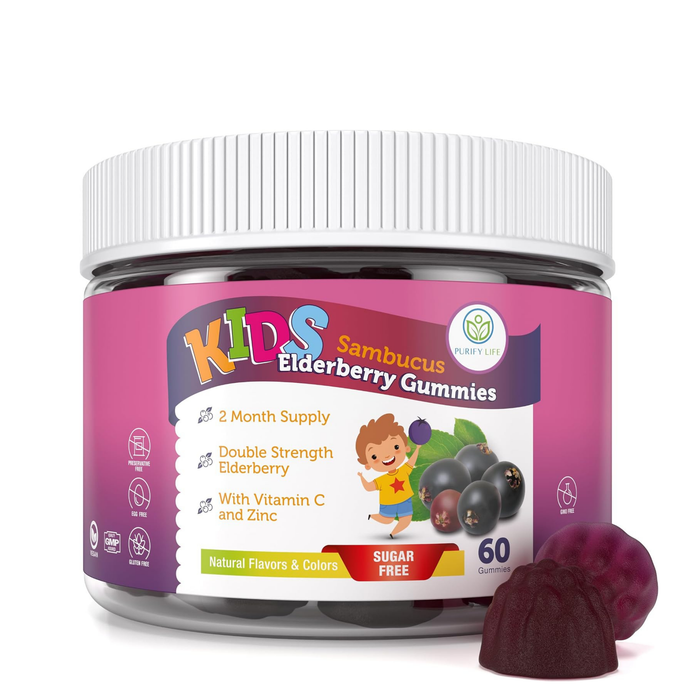 Sugar-Free Kids Elderberry Gummies with Vitamin C & Zinc for Immune Support