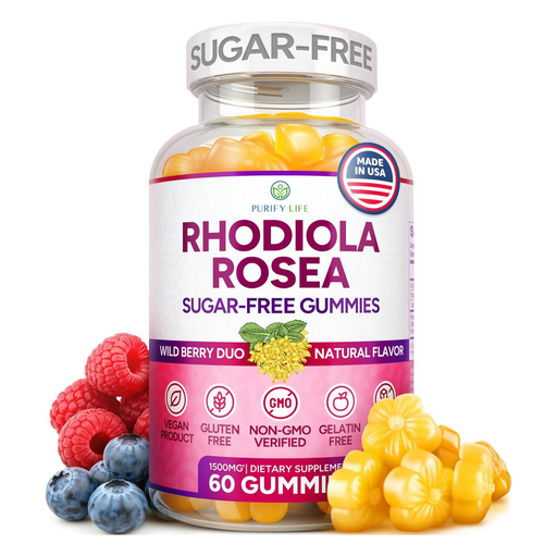 Sugar-Free Rhodiola Rosea Gummies, Adrenal & Cortisol Support, Vegan