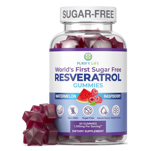 Sugar-Free Resveratrol Gummies, Antioxidant Support Supplement, 60 ct