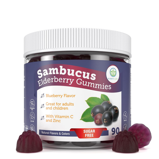 Sugar-Free Elderberry Gummies with Vitamin C & Zinc for Adults & Kids, 90ct