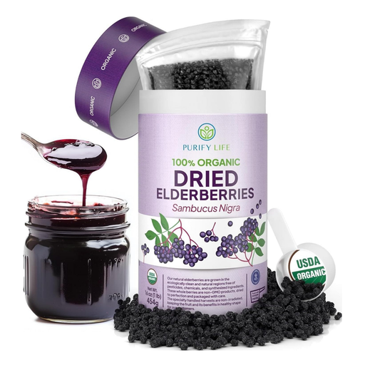 USDA Organic Dried Elderberries 1lb, Black Elderberry Safe Packaging