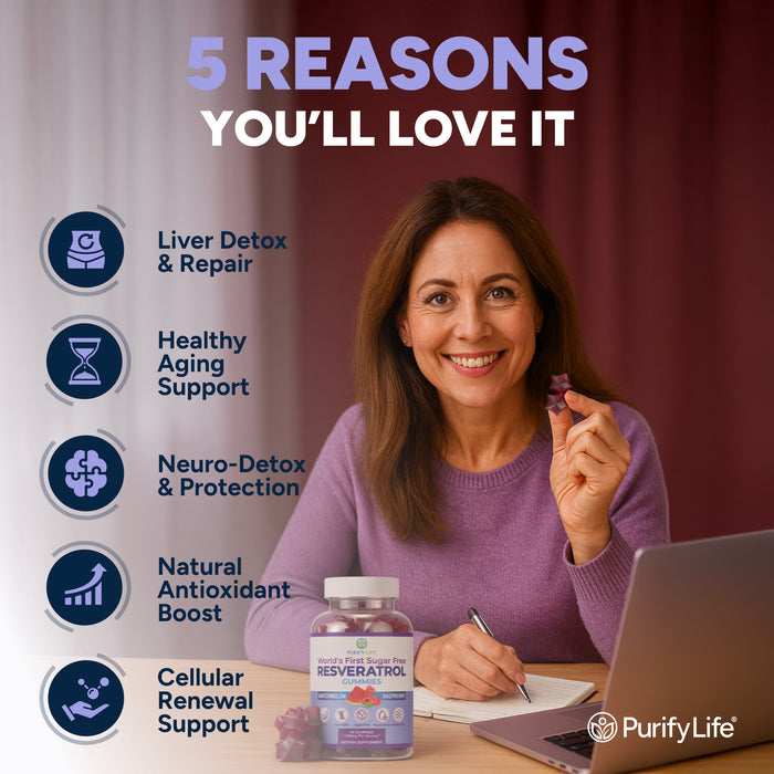 Sugar Free Resveratrol Gummies 1,500mg/Serving - Anti-Aging Chews