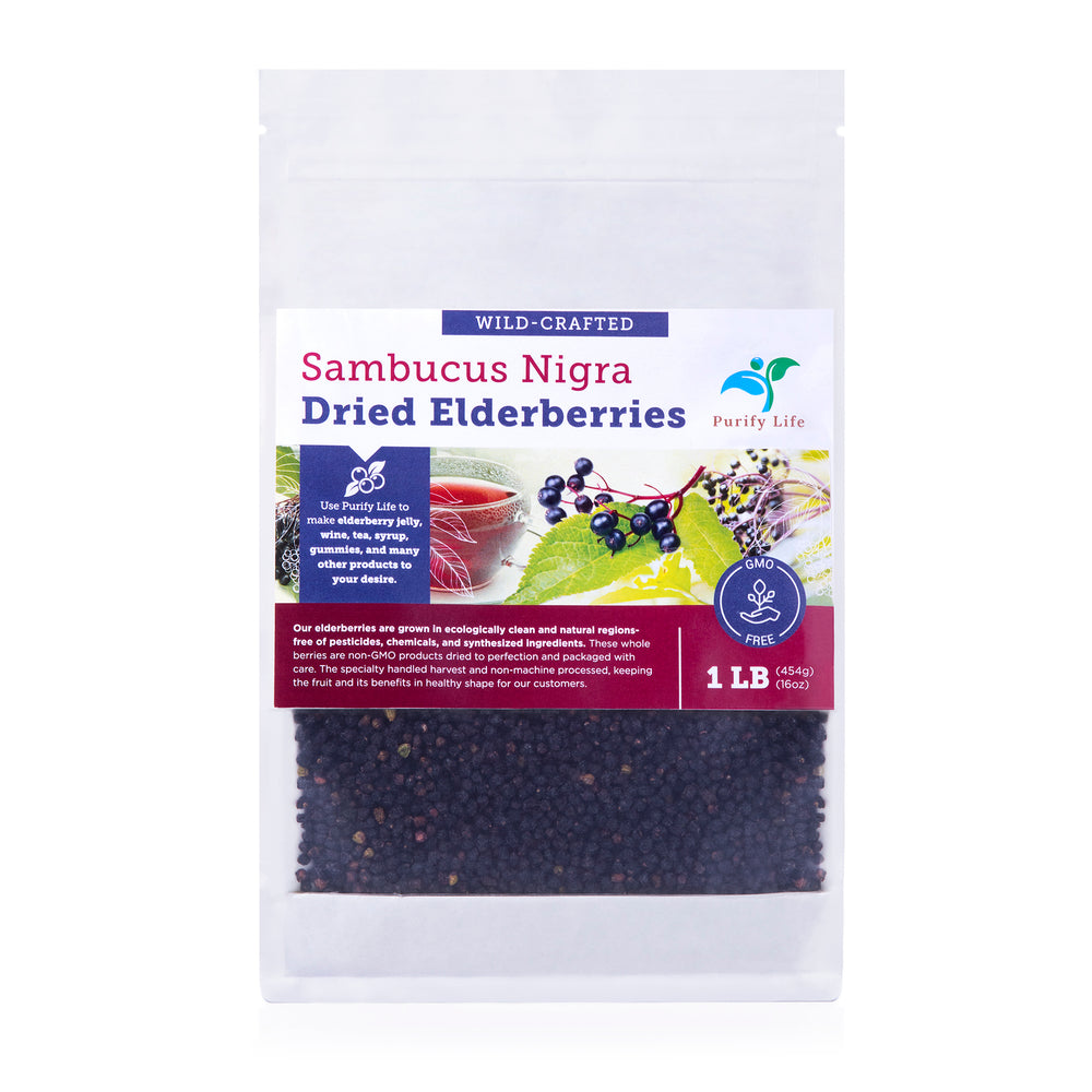 Wildcrafted Dried Elderberries - Bulk Supply - 1lb - Natural High Quality Ingredients