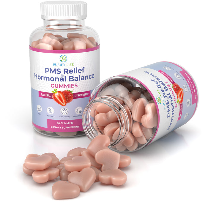 Natural PMS Relief Gummies for Hormonal Balance, Bloating, Cramps, Irritability, and Hormonal Acne (alternative to midol)