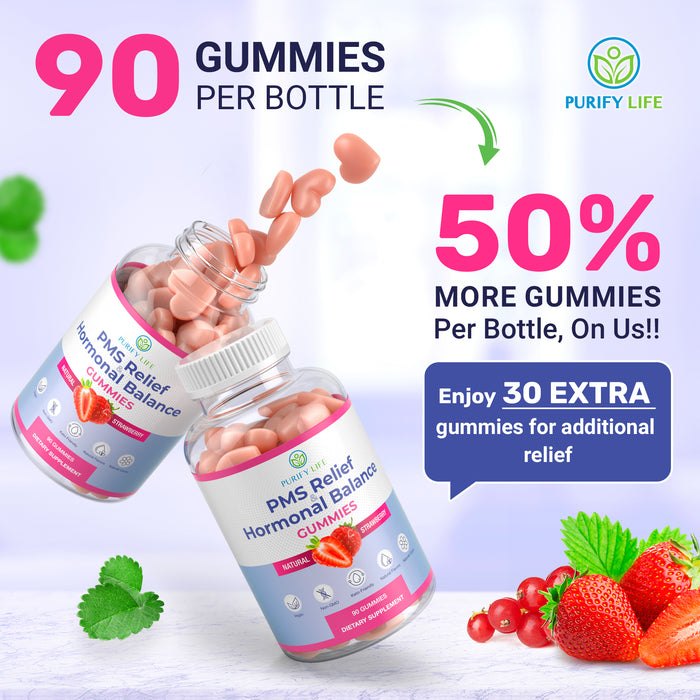 Natural PMS Relief Gummies for Hormonal Balance, Bloating, Cramps, Irritability, and Hormonal Acne (alternative to midol)