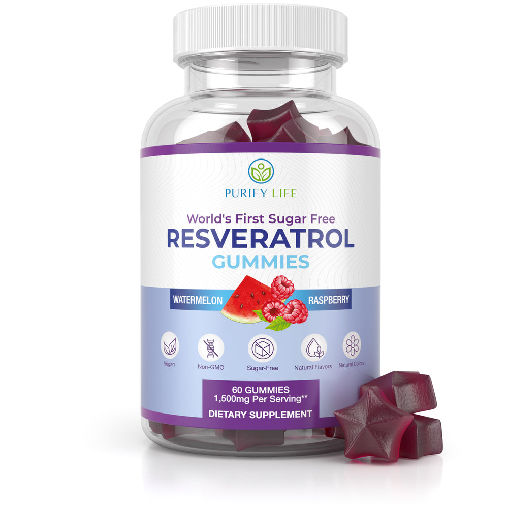 Sugar Free Resveratrol Gummies 1,500mg/Serving - Anti-Aging Chews