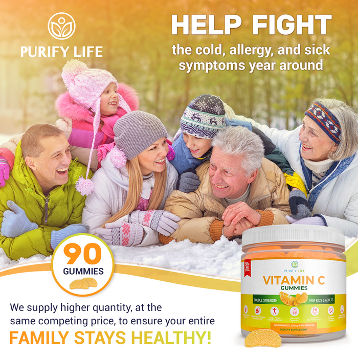 Vitamin C Gummies For Kids & Adults - Double Strength Immune System Support